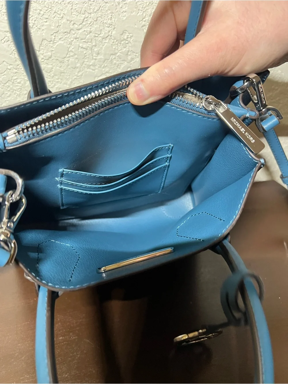 Michael Kors Teal Blue Structured Satchel